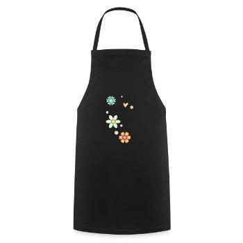 Doodle Motiv mit Blumen und Herz - Kochschürze - Schwarz - Vorne - AI Model Male 185 dark (185cm)