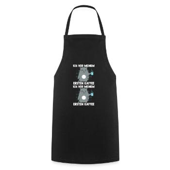 Chat avant mon premier café - Tablier de cuisine - noir - Devant - AI Model Male 185 dark (185cm)