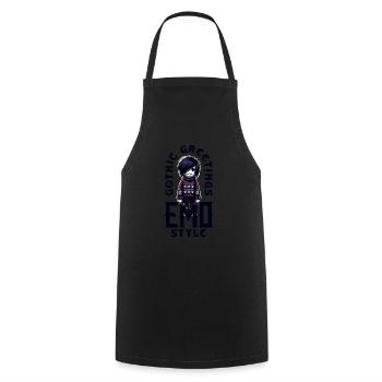 Gothic Greetings in Emo Style Emocore Aesthetic - Kochschürze - Schwarz - Vorne - AI Model Male 185 dark (185cm)