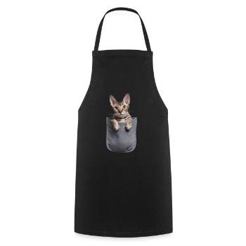 Devon Rex Katze in der Tasche Geschenk - Kochschürze - Schwarz - Vorne - AI Model Male 185 dark (185cm)