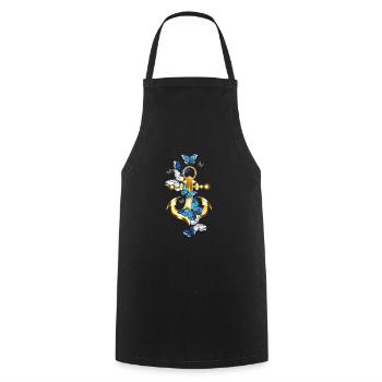 Anchor with butterfly maritime - Cooking Apron - black - Front - AI Model Male 185 dark (185cm)