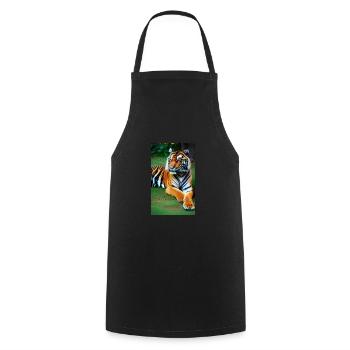 Tiger | Animal | Predator | Roar | King | Asia - Cooking Apron - black - Front - AI Model Male 185 dark (185cm)