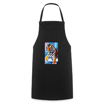 Tiger | Animal | Predator | Roar | King | Asia - Cooking Apron - black - Front - AI Model Male 185 dark (185cm)