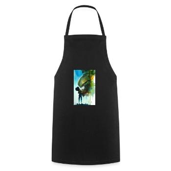 Alien | UFO | Spaceship | UAP | alien - Cooking Apron - black - Front - AI Model Male 185 dark (185cm)