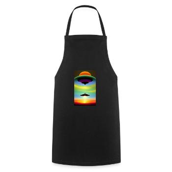 Alien | UFO | Spaceship | UAP | alien - Cooking Apron - black - Front - AI Model Male 185 dark (185cm)