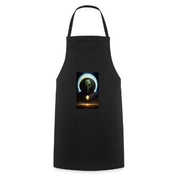 Alien | UFO | Raumschiff | UAP | außerirdische - Kochschürze - Schwarz - Vorne - AI Model Male 185 dark (185cm)