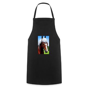 Cheval | Équitation | Animal | Monture | Coloré - Tablier de cuisine - noir - Devant - AI Model Male 185 dark (185cm)