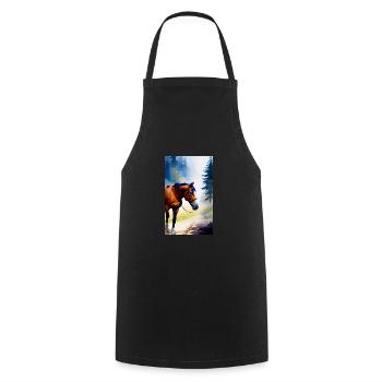 Horse | Horseback riding | Animal | Mount | Colorful - Cooking Apron - black - Front - AI Model Male 185 dark (185cm)