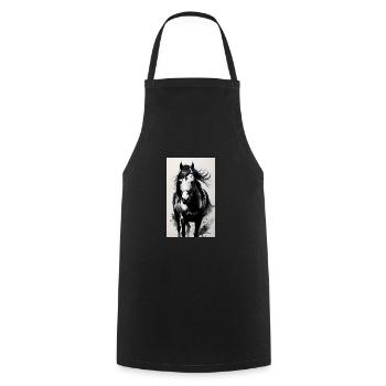 Horse | Horseback riding | Animal | Mount | Colorful - Cooking Apron - black - Front - AI Model Male 185 dark (185cm)