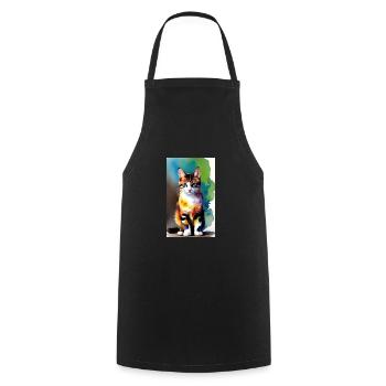 Chat | Animal de compagnie | Fan de chat | mignon | Chaton - Tablier de cuisine - noir - Devant - AI Model Male 185 dark (185cm)