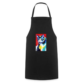 Chat | Animal de compagnie | Fan de chat | mignon | Chaton - Tablier de cuisine - noir - Devant - AI Model Male 185 dark (185cm)