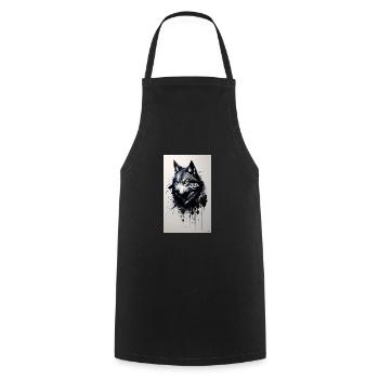 Loup | Prédateur | Chien | Mystique - Tablier de cuisine - noir - Devant - AI Model Male 185 dark (185cm)