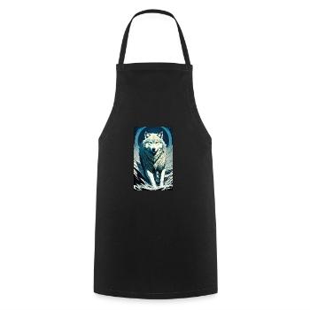 Loup | Prédateur | Chien | Mystique - Tablier de cuisine - noir - Devant - AI Model Male 185 dark (185cm)