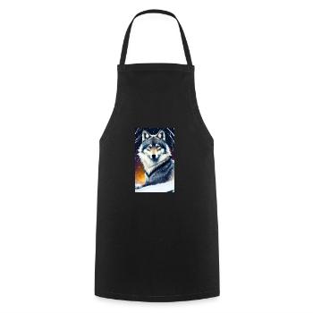 Loup | Prédateur | Chien | Mystique - Tablier de cuisine - noir - Devant - AI Model Male 185 dark (185cm)