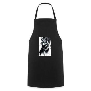 Loup | Prédateur | Chien | Mystique - Tablier de cuisine - noir - Devant - AI Model Male 185 dark (185cm)