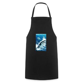 Shark | Great White Shark | Sea creature | Fish - Cooking Apron - black - Front - AI Model Male 185 dark (185cm)