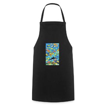 Shark | Great White Shark | Sea creature | Fish - Cooking Apron - black - Front - AI Model Male 185 dark (185cm)