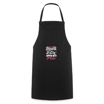Applaudir avec le cœur sautant de fierté - Tablier de cuisine - noir - Devant - AI Model Male 185 dark (185cm)