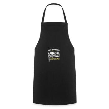 Que se passe-t-il au karaoké reste au karaoké chantant - Tablier de cuisine - noir - Devant - AI Model Male 185 dark (185cm)