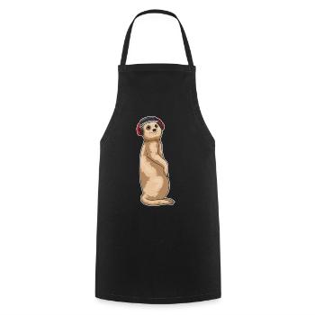 Meerkat Headphone Music - Cooking Apron - black - Front - AI Model Male 185 dark (185cm)
