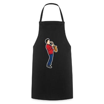 Drôle de garçon de saxophone - Tablier de cuisine - noir - Devant - AI Model Male 185 dark (185cm)