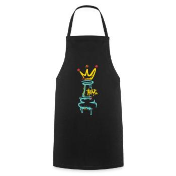 Chess Figure Graffiti with Crown – Street Art - Cooking Apron - black - Front - AI Model Male 185 dark (185cm)