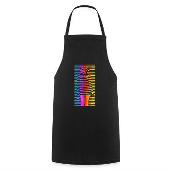 Beautiful female paint fashion colorful woman art - Cooking Apron - black - Front - AI Model Male 185 dark (185cm)