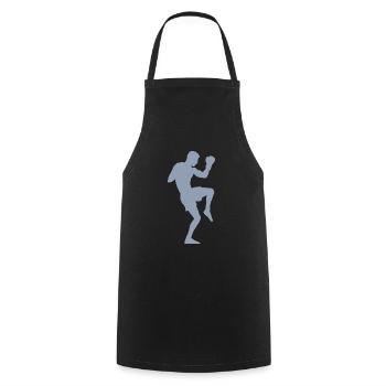 Boxer-Silhouette, Kraftvolles Kampfsport-Design - Kochschürze - Schwarz - Vorne - AI Model Male 185 dark (185cm)
