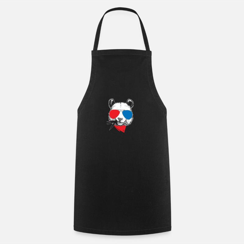 cool panda gift bear nature animal cute - Cooking Apron - black