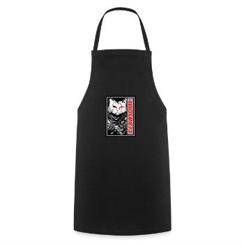 Clawsome Samurai Cat Bold Design For Anime Animal - Cooking Apron - black - Front - AI Model Male 185 dark (185cm)