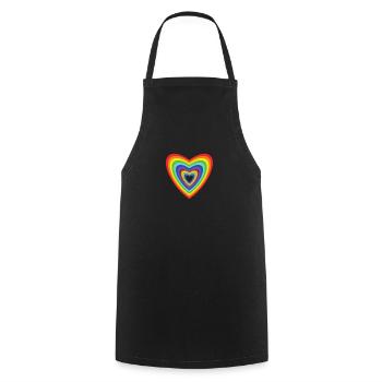 Arc-en-ciel Rainbow retro cadeau coeur - Tablier de cuisine - noir - Devant - AI Model Male 185 dark (185cm)