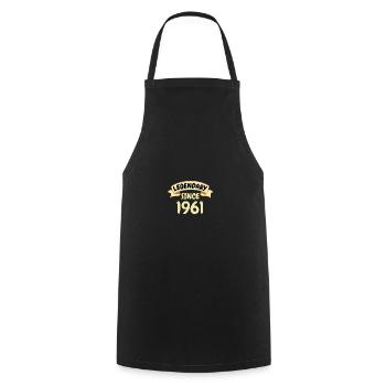 Cadeau 62e anniversaire Légendaire depuis 1961 - Tablier de cuisine - noir - Devant - AI Model Male 185 dark (185cm)