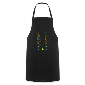 A B C D E F, 1 2 3 4 5, alphabet et numéro - Tablier de cuisine - noir - Devant - AI Model Male 185 dark (185cm)