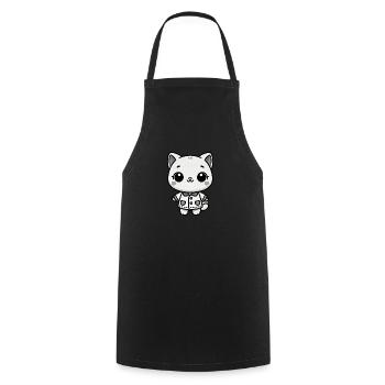 Adorable Kitty - Dressed to Charm - Cooking Apron - black - Front - AI Model Male 185 dark (185cm)