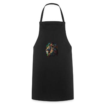 TÊTE DE LION MAJESTUEUX - Tablier de cuisine - noir - Devant - AI Model Male 185 dark (185cm)