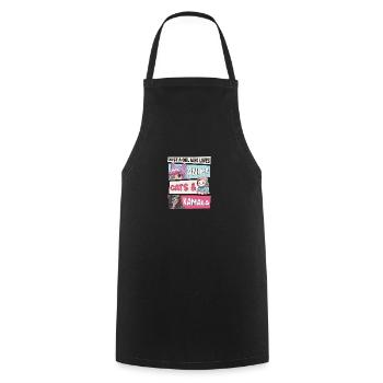 Cat Ladies for Kamala - Anime, Cats and Kamala 24 - Cooking Apron - black - Front - AI Model Male 185 dark (185cm)