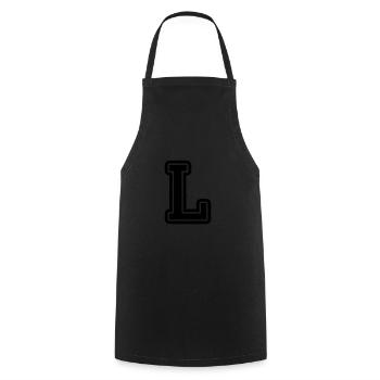 letter L - Cooking Apron - black - Front - AI Model Male 185 dark (185cm)