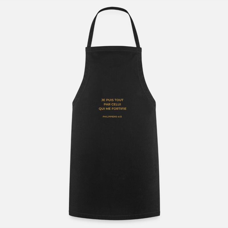 PHILIPPIENS 4:13 - VERSET DE LA BIBLE - Couleur or - Tablier de cuisine - noir