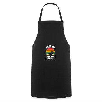 Forest Animal Lovers Young Retro Squirrel - Cooking Apron - black - Front - AI Model Male 185 dark (185cm)