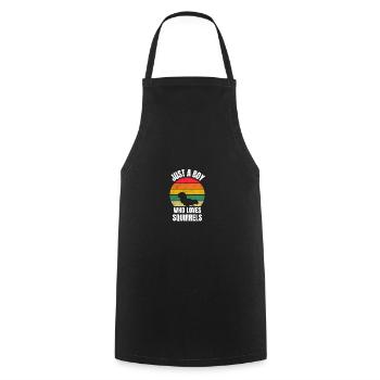 Retro Amoureux de la Nature Grunge Forêt Animal Écureuil - Tablier de cuisine - noir - Devant - AI Model Male 185 dark (185cm)