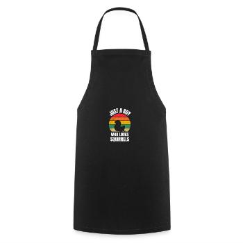 Forest Animal Young Gift Retro Squirrel - Cooking Apron - black - Front - AI Model Male 185 dark (185cm)