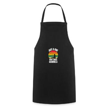 Forest Dweller Girl Gift Retro Squirrel - Cooking Apron - black - Front - AI Model Male 185 dark (185cm)