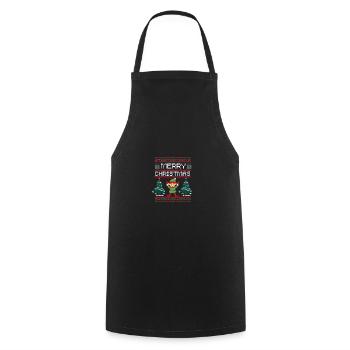 Xmas Elf Weihnachtsgeschenk Frohe Weihnachten - Kochschürze - Schwarz - Vorne - AI Model Male 185 dark (185cm)