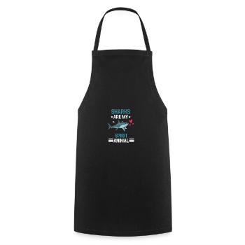 Ocean Animal Lovers Predator Gift Drôle de requin - Tablier de cuisine - noir - Devant - AI Model Male 185 dark (185cm)