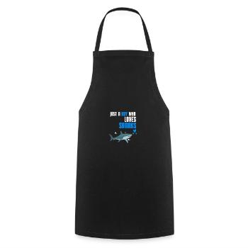 Sea animal predator shark boy gift shark - Cooking Apron - black - Front - AI Model Male 185 dark (185cm)