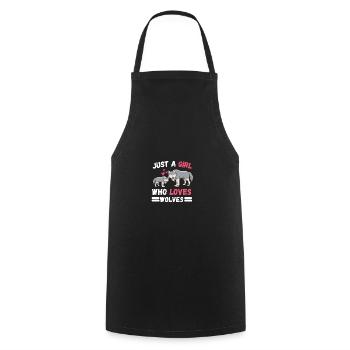 Predator Forest Animal Lovers Girl Gift Wolf - Cooking Apron - black - Front - AI Model Male 185 dark (185cm)