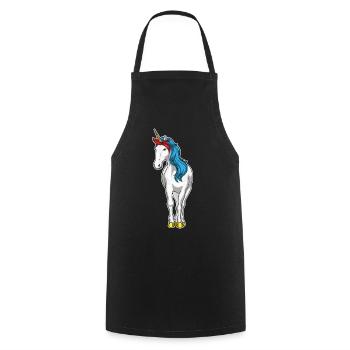 Einhorn Haarschleife - Kochschürze - Schwarz - Vorne - AI Model Male 185 dark (185cm)