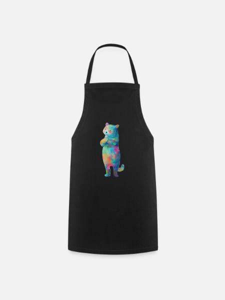 Bunte Katze 2 - Kochschürze - Schwarz