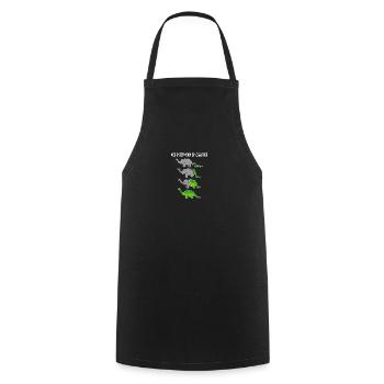 Wie entstanden Dinosaurier - Lustiges Meme - Kochschürze - Schwarz - Vorne - AI Model Male 185 dark (185cm)