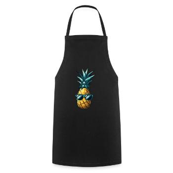 Cool pineapple with sunglasses Summer - Cooking Apron - black - Front - AI Model Male 185 dark (185cm)